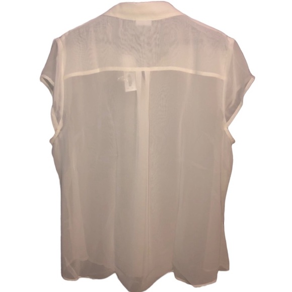ALLEN B  women’s ivory short sleeve blouse with metal stud collar XL N… - Picture 4 of 6